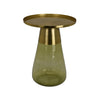 Palio Plant Stand Accent Table, Round Gold Metal, Green Glass Tapered