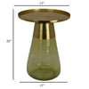 Palio Plant Stand Accent Table Round Gold Metal Green Glass Tapered