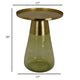 Palio Plant Stand Accent Table Round Gold Metal Green Glass Tapered