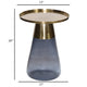 Palio Plant Stand Table Round Gold Metal Top Blue Glass Tapered Base