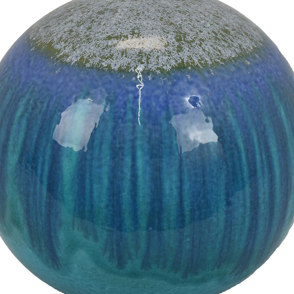 Mary Tabletop Accent Decor Modern Round Orb 10 Inch Blue Ceramic