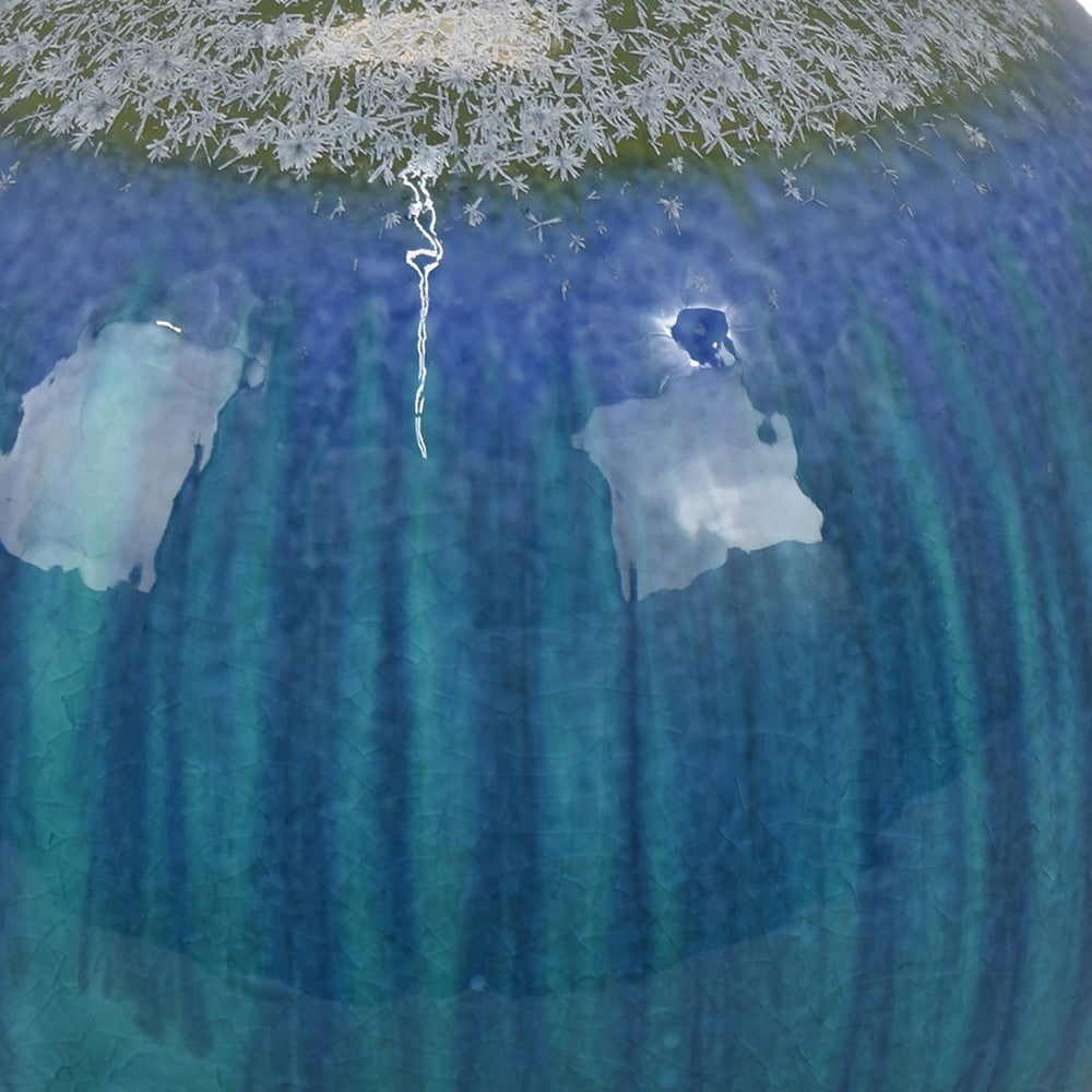 Mary Tabletop Accent Decor Modern Round Orb 10 Inch Blue Ceramic