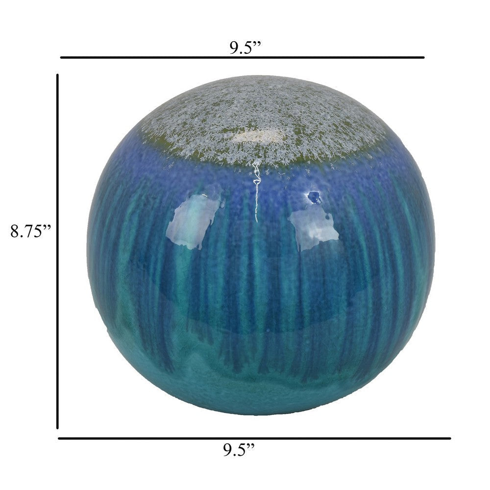Mary Tabletop Accent Decor Modern Round Orb 10 Inch Blue Ceramic