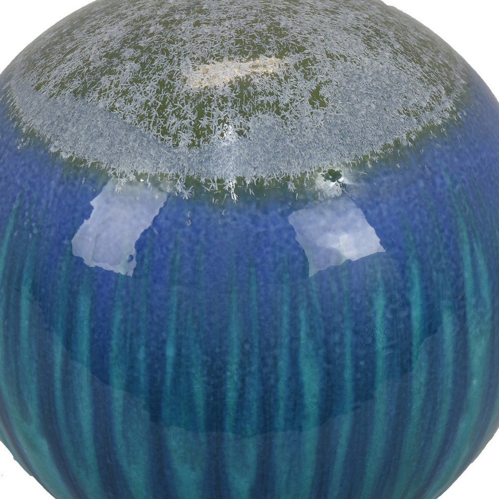 Mary Tabletop Accent Decor Modern Round Orb 12 Inch Blue Ceramic