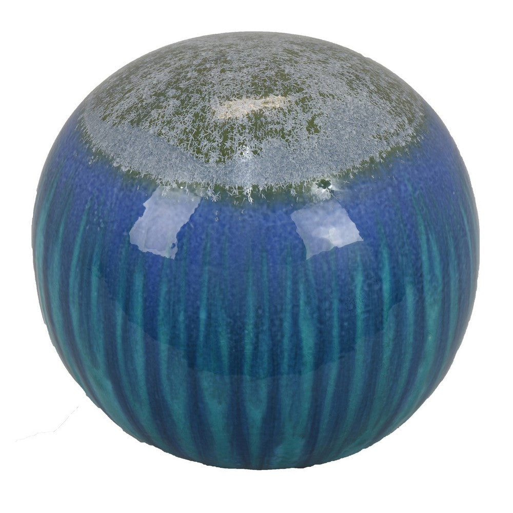 Mary Tabletop Accent Decor, Modern Round Orb, 12 Inch Blue Ceramic
