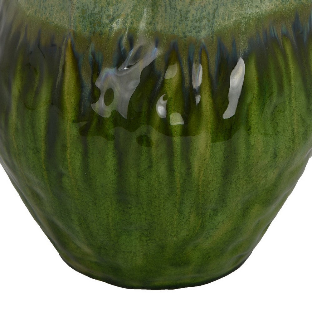 Balie Accent Vase Green Ceramic Irregular Top Edge Modern 10 Inch BM331030