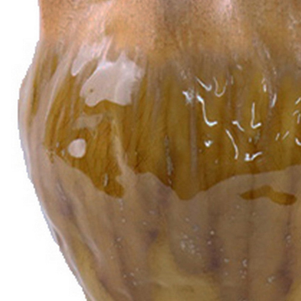 Balie Accent Vase Brown Ceramic Irregular Top Edge Modern 10 Inch BM331035