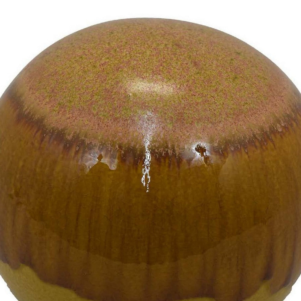 Mary Tabletop Accent Decor Modern Round Ball 12 Inch Brown Ceramic BM331037