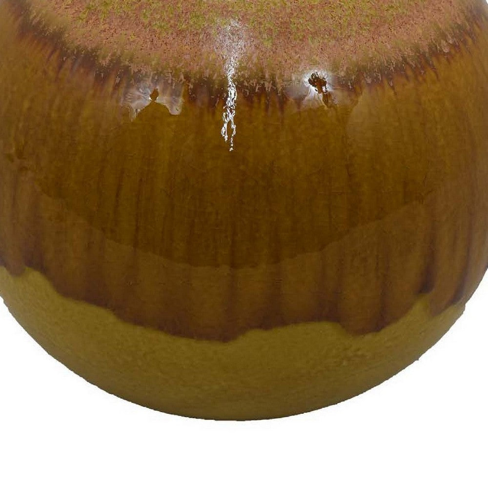 Mary Tabletop Accent Decor Modern Round Ball 12 Inch Brown Ceramic BM331037