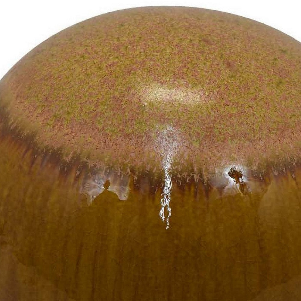 Mary Tabletop Accent Decor Modern Round Ball 12 Inch Brown Ceramic BM331037