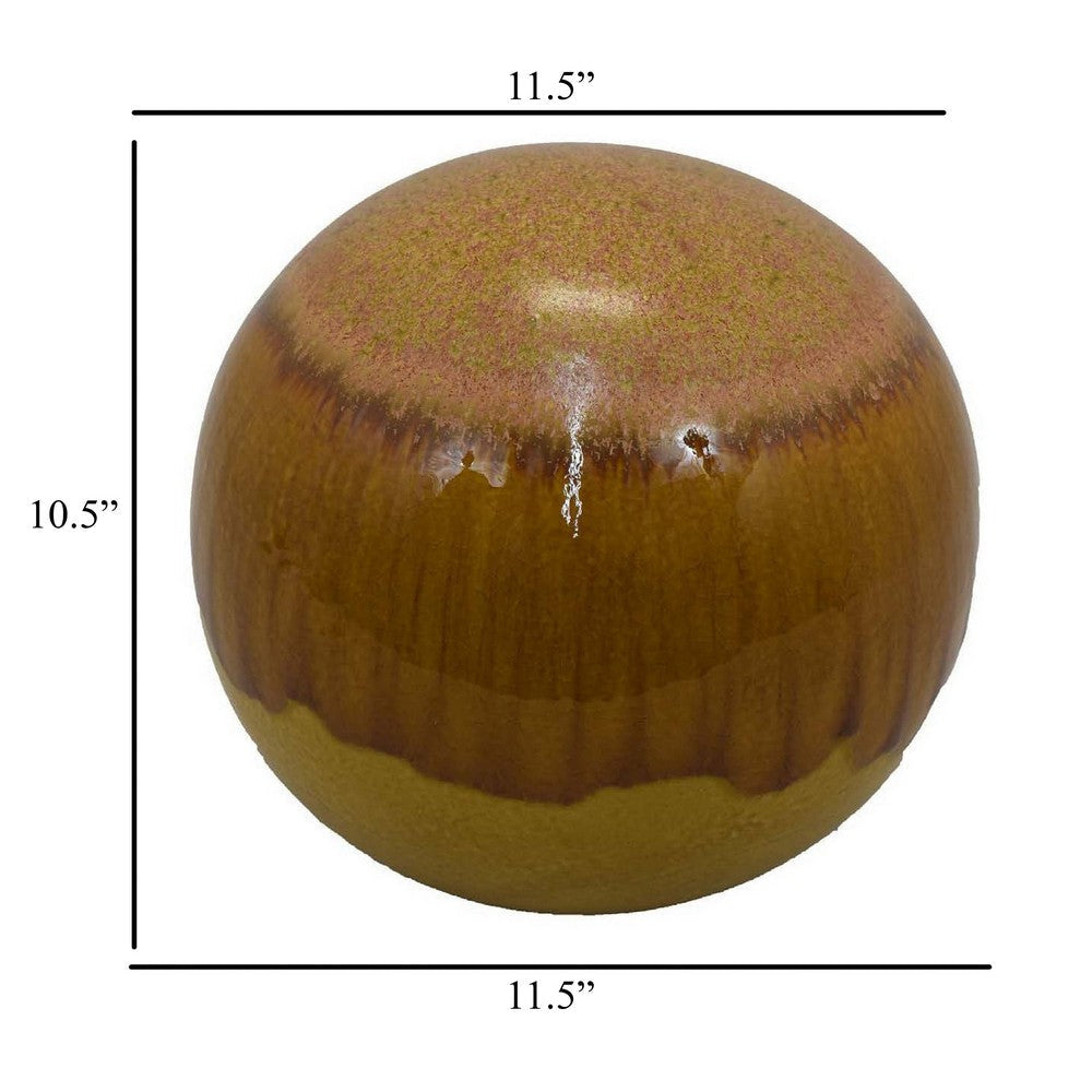 Mary Tabletop Accent Decor Modern Round Ball 12 Inch Brown Ceramic BM331037