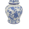 Temple Jar Blue Floral Design White Ceramic Vintage Style 16 Inch BM331042