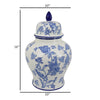Temple Jar Blue Floral Design White Ceramic Vintage Style 16 Inch BM331042