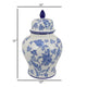 Temple Jar Blue Floral Design White Ceramic Vintage Style 16 Inch BM331042