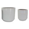 Fusie Planter Set of 2 Round White Ceramic Horizontal Texture BM331045