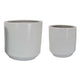 Fusie Planter Set of 2 Round White Ceramic Horizontal Texture BM331045