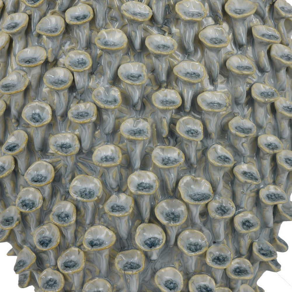 Nina Decorative Bowl Light Blue Textured Coral Gray Ceramic 13 Inch BM331047