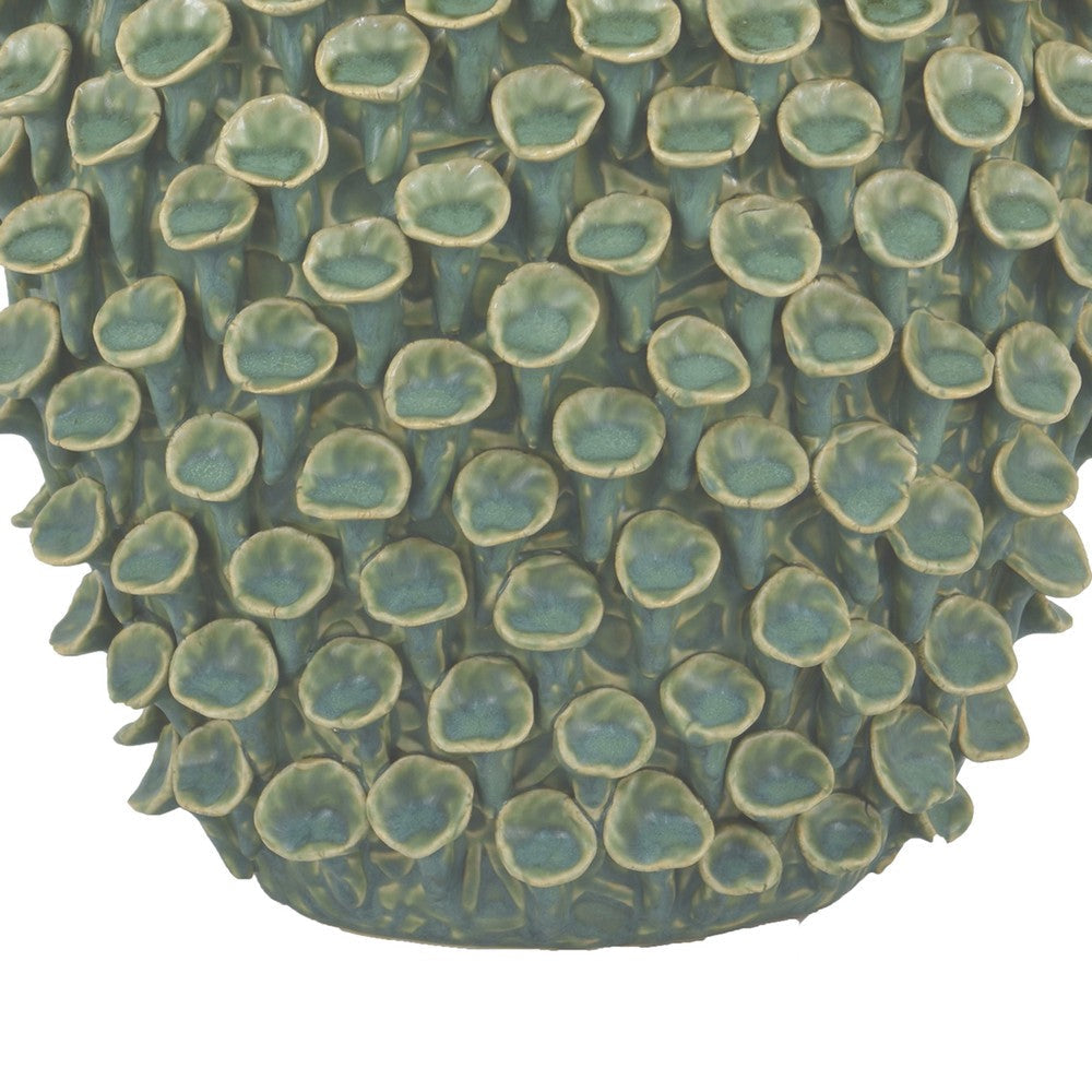 Nina Decorative Vase Textured Green Ceramic Abstract Coral 13 Inch BM331052