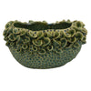 Nina Decorative Bowl, Textured Green Ceramic, Abstract Floral 13 Inch