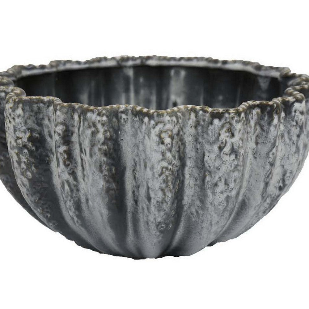 Kiara Decorative Bowl Aqua Gray Ceramic Textured Design 15 Inch BM331056