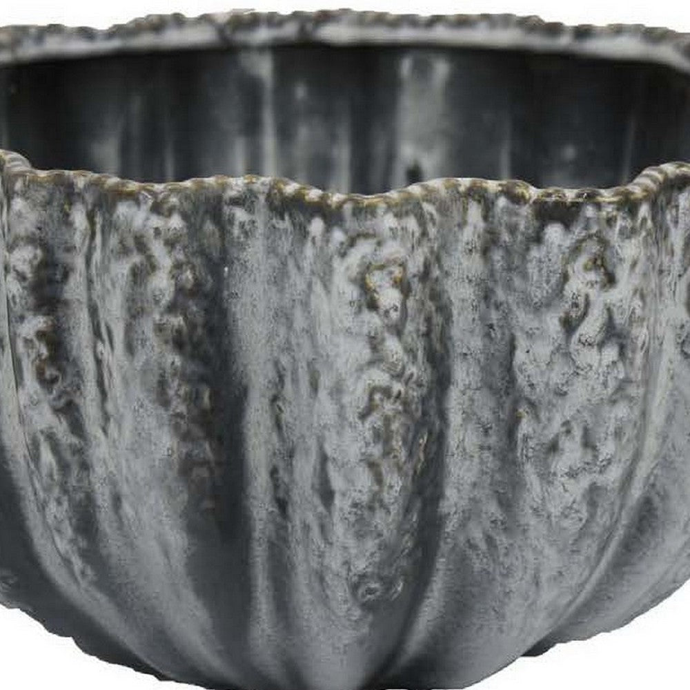 Kiara Decorative Bowl Aqua Gray Ceramic Textured Design 15 Inch BM331056