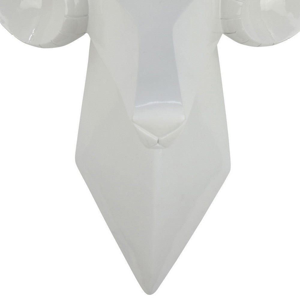 Ellena Ram Head Wall Decor Modern Glossy White Resin Frame 15 Inch BM331060