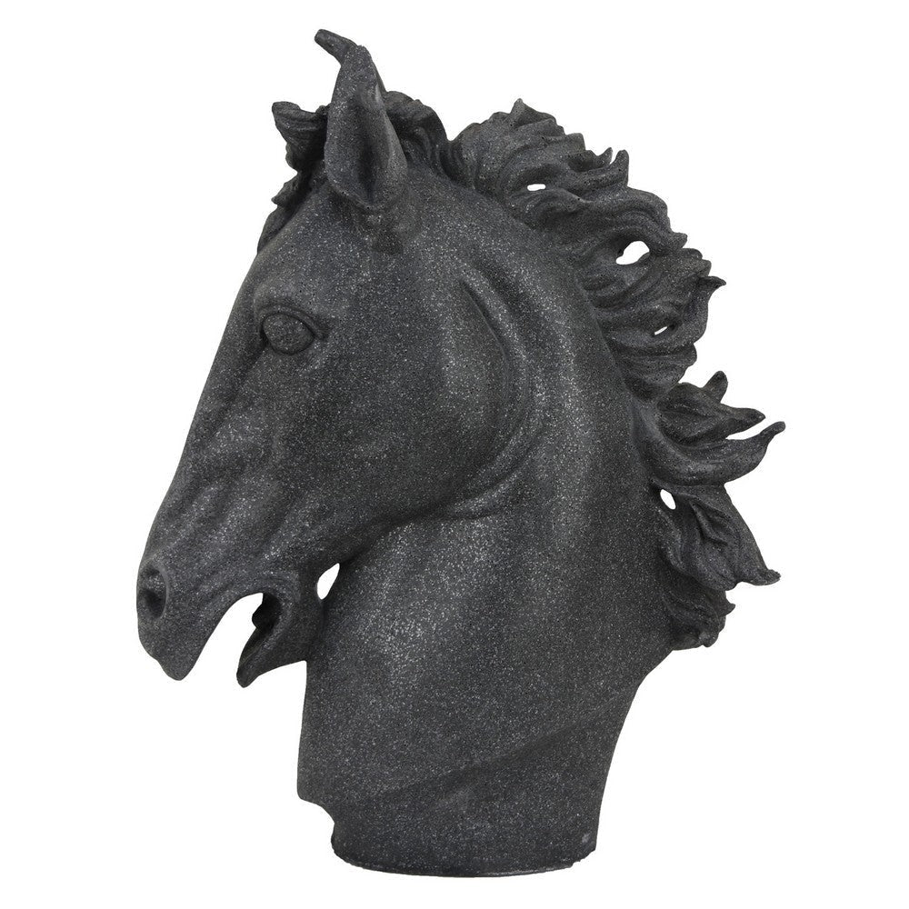 Ellena Horse Head Accent Bust, Highly Detailed Black Resin, 25 Inch