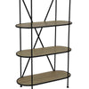 Kellie Plant Display Stand 4 Shelves Black Metal Brown Wood 38 Inch BM331064