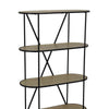 Kellie Plant Display Stand 4 Shelves Black Metal Brown Wood 38 Inch BM331064