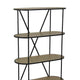 Kellie Plant Display Stand 4 Shelves Black Metal Brown Wood 38 Inch BM331064