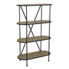 Kellie, Plant Display Stand, 4 Shelves, Black Metal Brown Wood 38 Inch