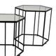 Kellie Plant Stand Table Set of 3 Black Metal Hexagon Glass Tops BM331065
