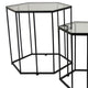Kellie Plant Stand Table Set of 3 Black Metal Hexagon Glass Tops BM331065
