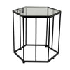 Kellie Plant Stand Table Set of 3 Black Metal Hexagon Glass Tops BM331065