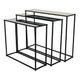 Kellie Nesting Plant Stand Table Set of 3, Black Metal, Glass Tops