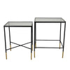 Kellie Plant Stand Table Set of 2, Black Metal with Clear Glass Tops
