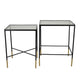 Kellie Plant Stand Table Set of 2, Black Metal with Clear Glass Tops