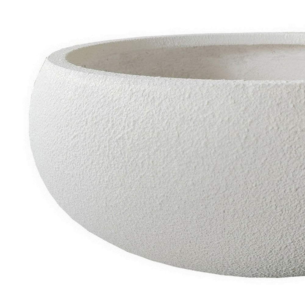 Keyan Accent Planter Set of 3 White Resin Modern Smooth Bowl Shape BM331075