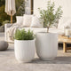 Lyna Accent Planter Set of 2, White Ceramic, Vertical Ribbed Texture