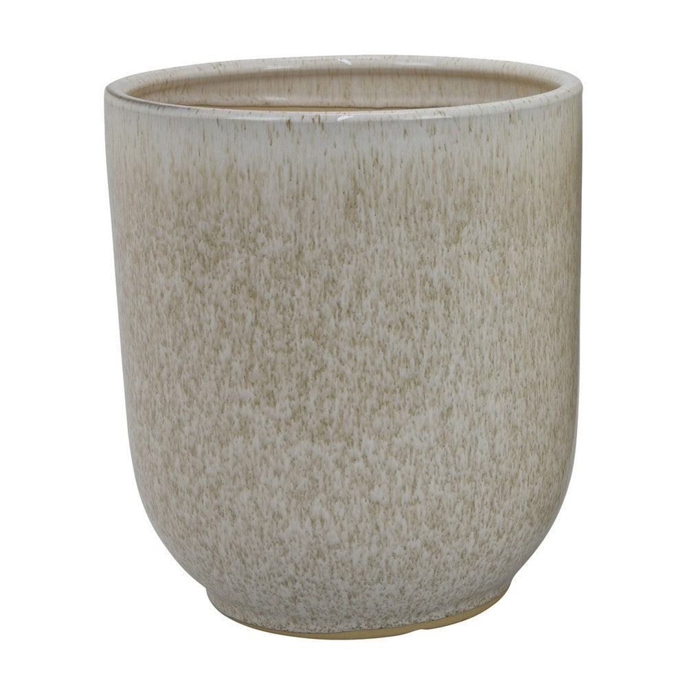 Lyna Accent Planter Set of 2 White Gray Ceramic Smooth Glossy Texture BM331078