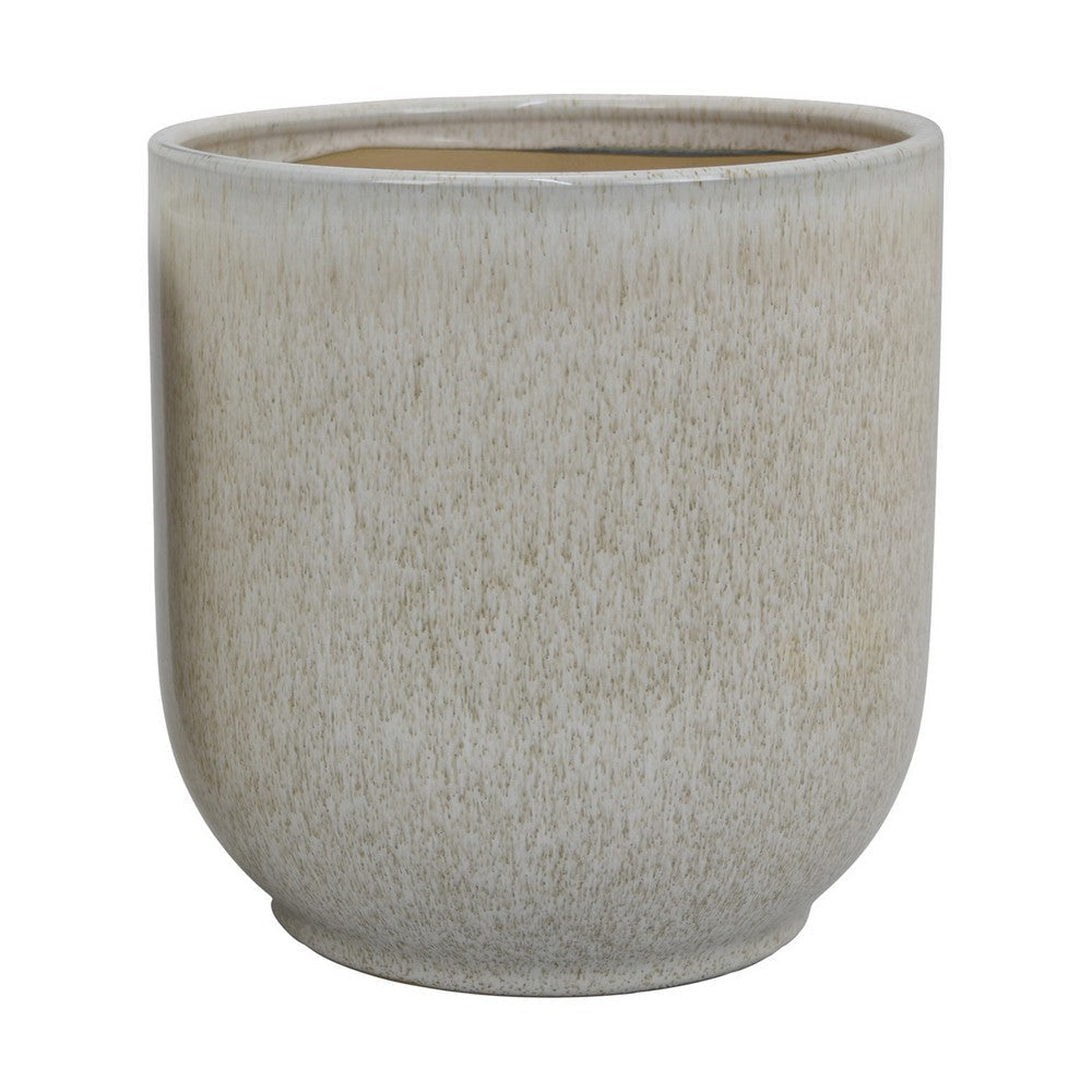 Lyna Accent Planter Set of 2 White Gray Ceramic Smooth Glossy Texture BM331078