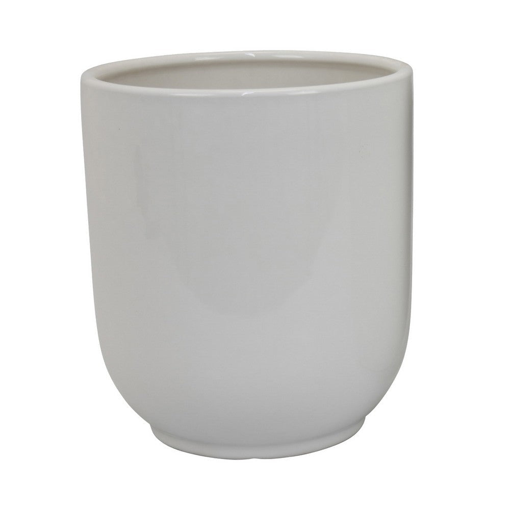 Lyna Accent Planter Set of 2 White Ceramic Smooth Glossy Texture BM331079