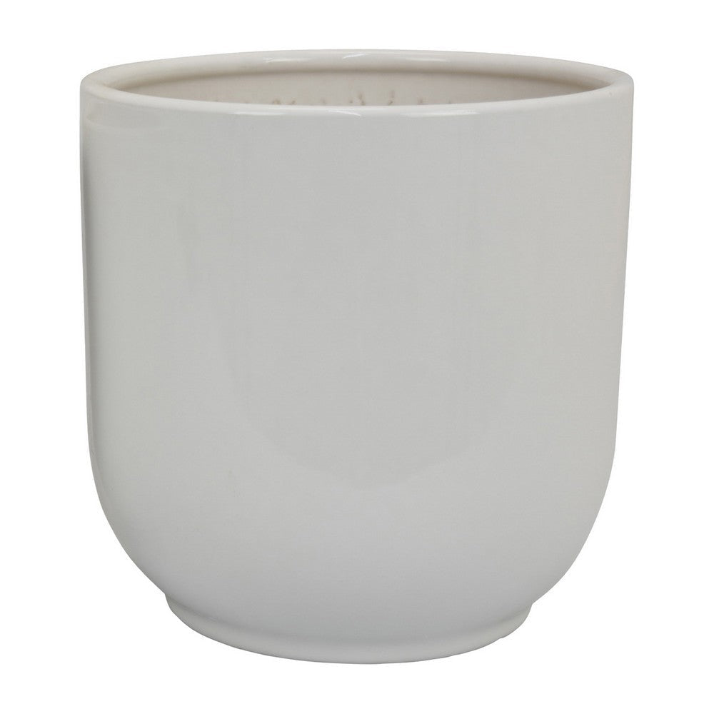 Lyna Accent Planter Set of 2 White Ceramic Smooth Glossy Texture BM331079