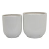Lyna Accent Planter Set of 2, White Ceramic, Smooth Glossy Texture