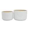 Accent Planter Set of 2 Wide Base Modern Minimalist White Ceramic BM331081