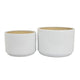 Accent Planter Set of 2 Wide Base Modern Minimalist White Ceramic BM331081