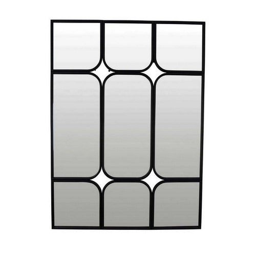 Doja Accent Mirror, Black Metal, 9 Panes with Rounded Corners, 28 x 38