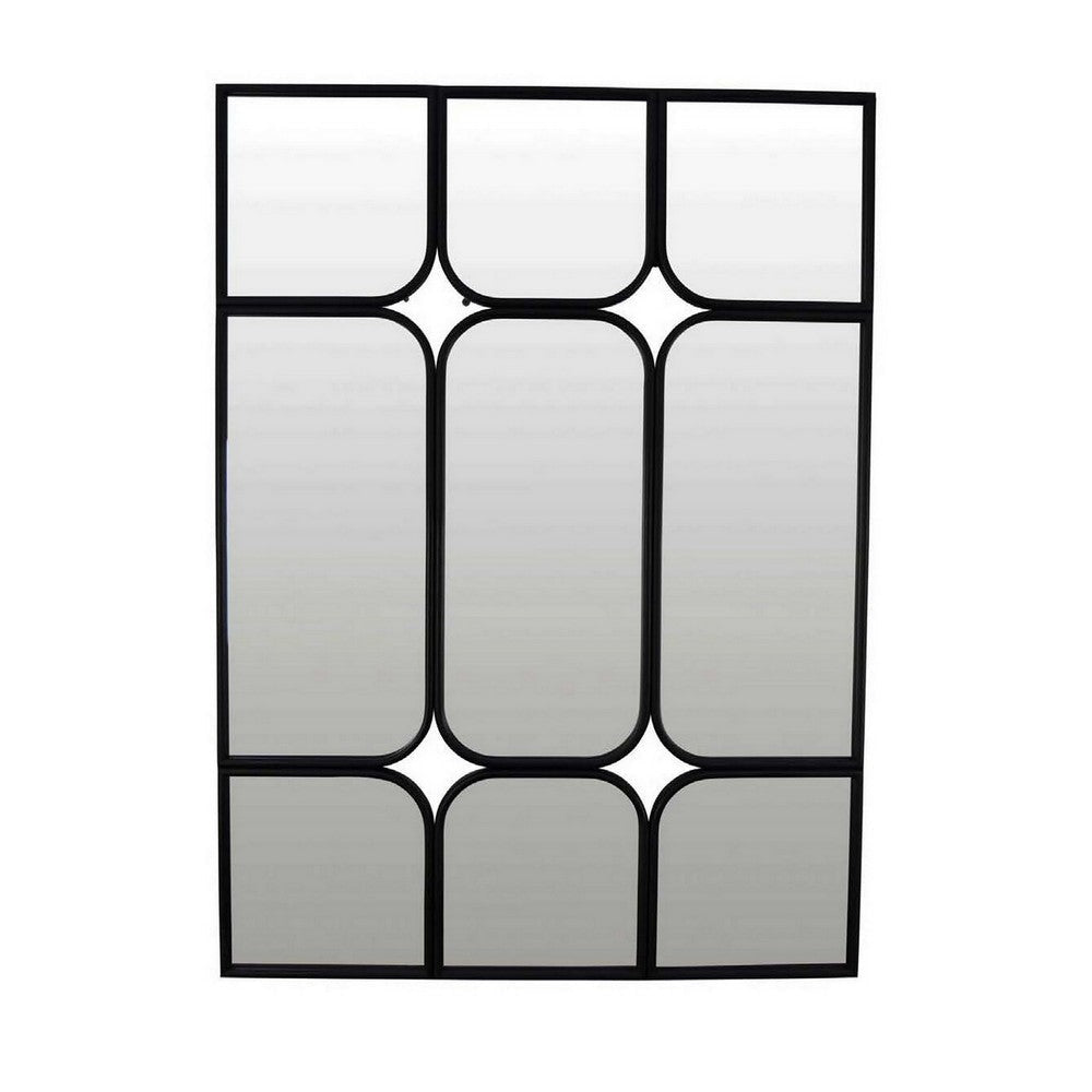 Doja Accent Mirror, Black Metal, 9 Panes with Rounded Corners, 28 x 38
