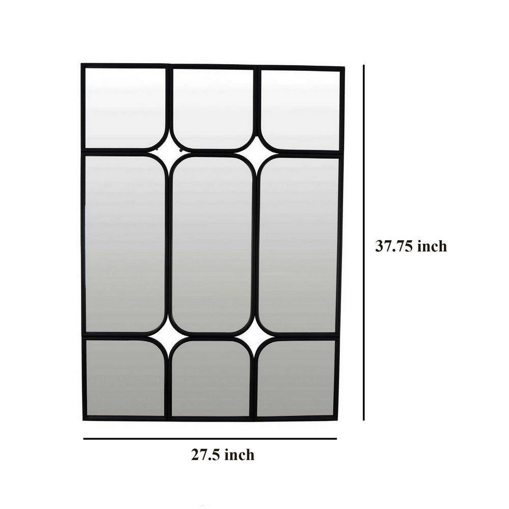 Doja Accent Mirror Black Metal 9 Panes with Rounded Corners 28 x 38 BM331085
