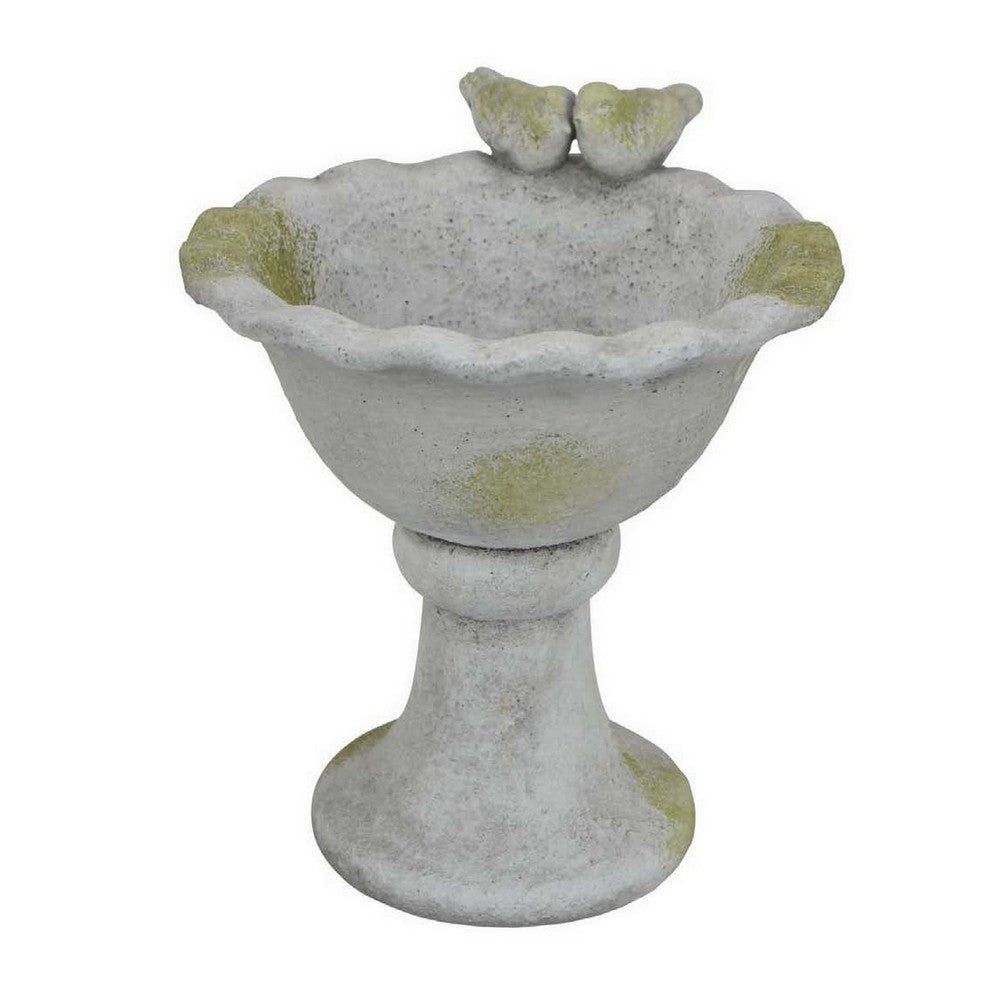 Ivina Bird Feeder Bird Bath, Gray and Green, Decorative, 12 Inch